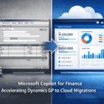 Microsoft Copilot for Finance helping migrate Dynamics GP financial data to a modern cloud dashboard