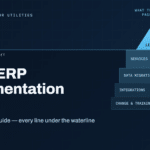 Iceberg graphic showing utility ERP implementation cost, with licenses above the waterline and services, data migration, integrations, and training hidden below.
